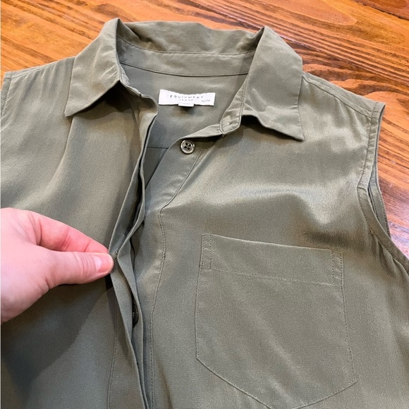 Equipment is 100% Silk Camouflage Olive Green Tira Asymmetrical Dress XS - Picture 3 of 12